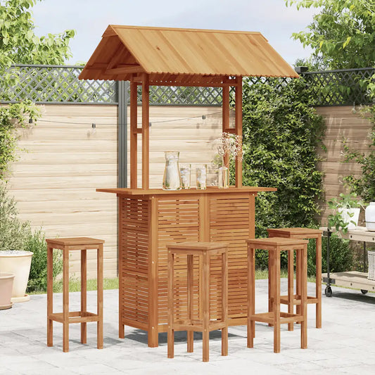 Masă de bar exterior cu acoperiș, 113x106x217 cm, lemn acacia
