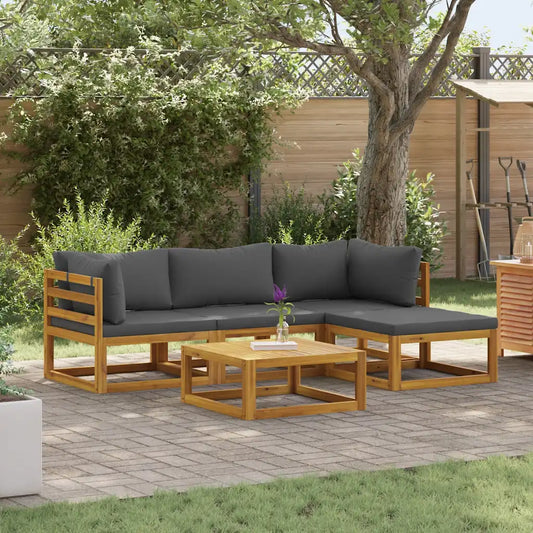 Set mobilier grădină cu perne, 5 piese, lemn masiv acacia