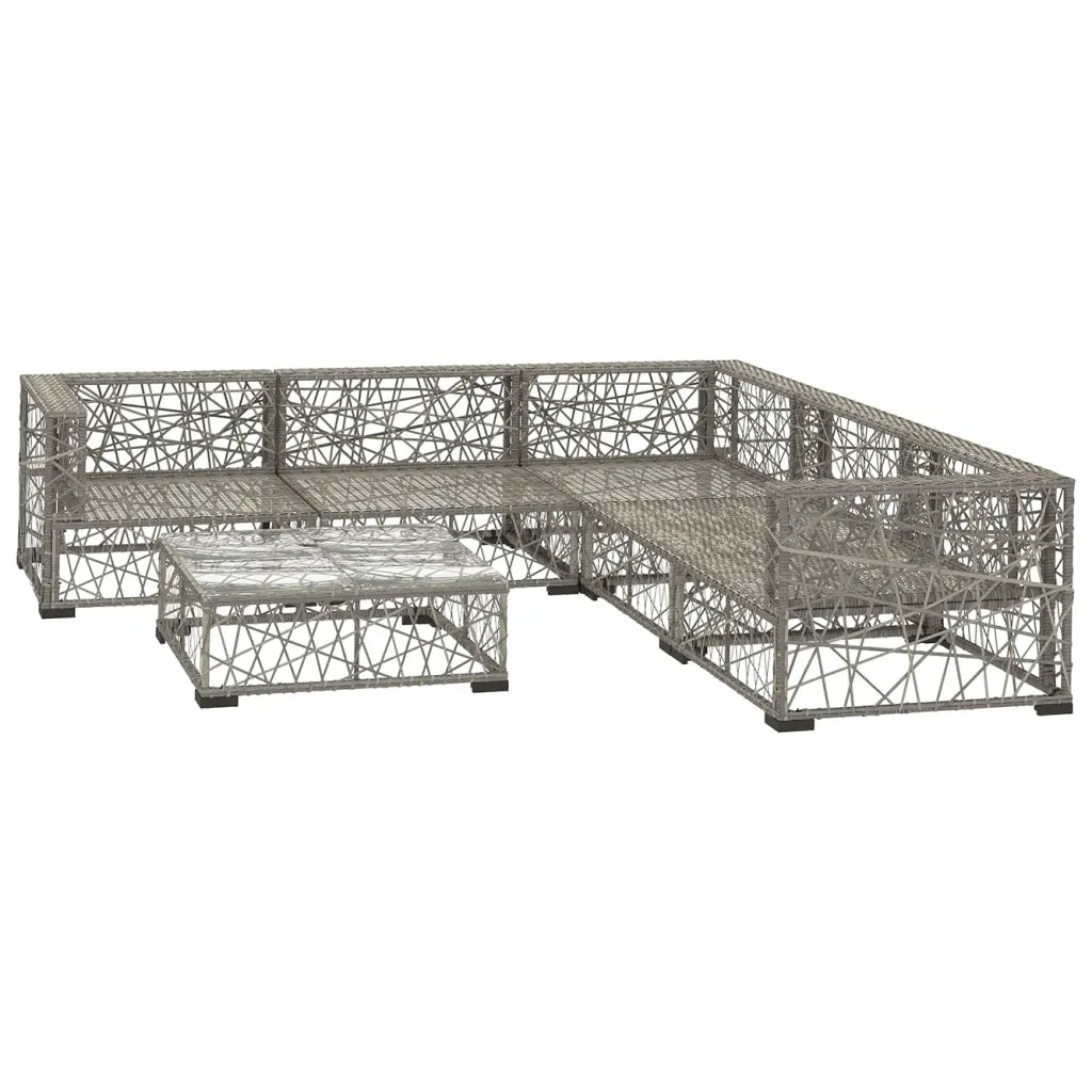 Set mobilier de grădină cu perne, 6 piese, gri, poliratan