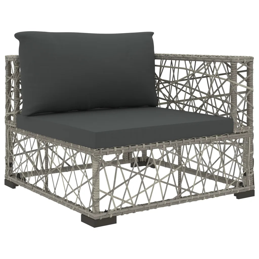 Set mobilier de grădină cu perne, 6 piese, gri, poliratan