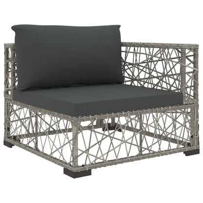 Set mobilier de grădină cu perne, 6 piese, gri, poliratan