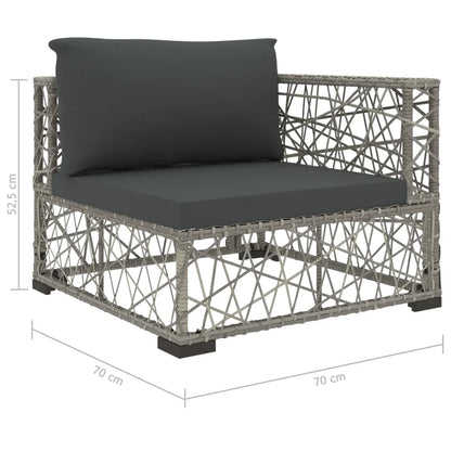 Set mobilier de grădină cu perne, 6 piese, gri, poliratan