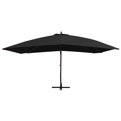 Umbrelă suspendată cu stâlp din lemn, negru, 400 x 300 cm