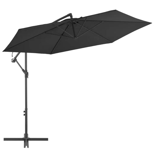Umbrelă consolă de grădină cu stâlp din aluminiu, negru, 300 cm
