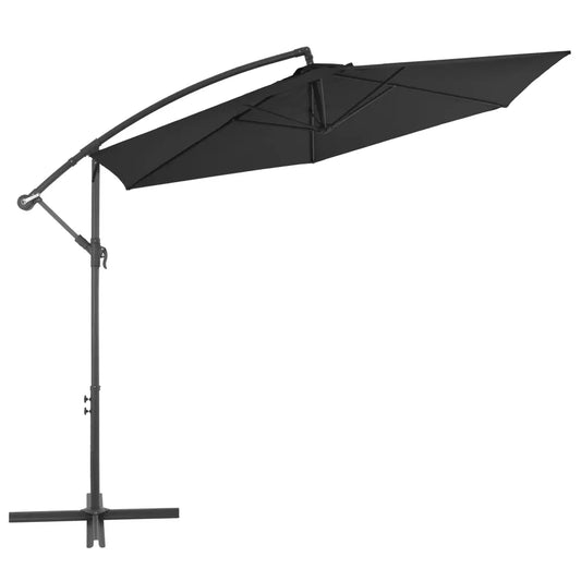 Umbrelă consolă de grădină cu stâlp din aluminiu, negru, 300 cm