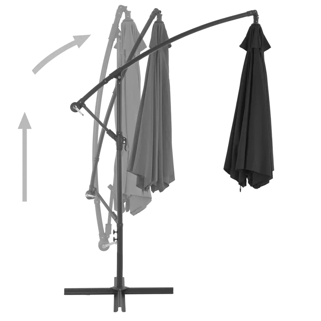 Umbrelă consolă de grădină cu stâlp din aluminiu, negru, 300 cm