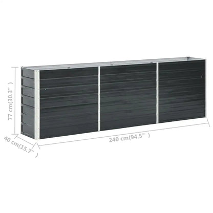 Strat înălțat de grădină antracit 240x40x77 cm oțel galvanizat