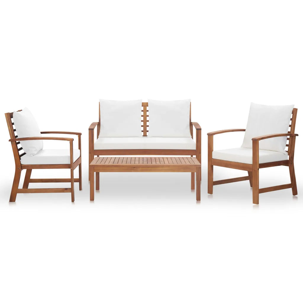 Set mobilier de grădină cu perne, 4 piese, lemn masiv de acacia