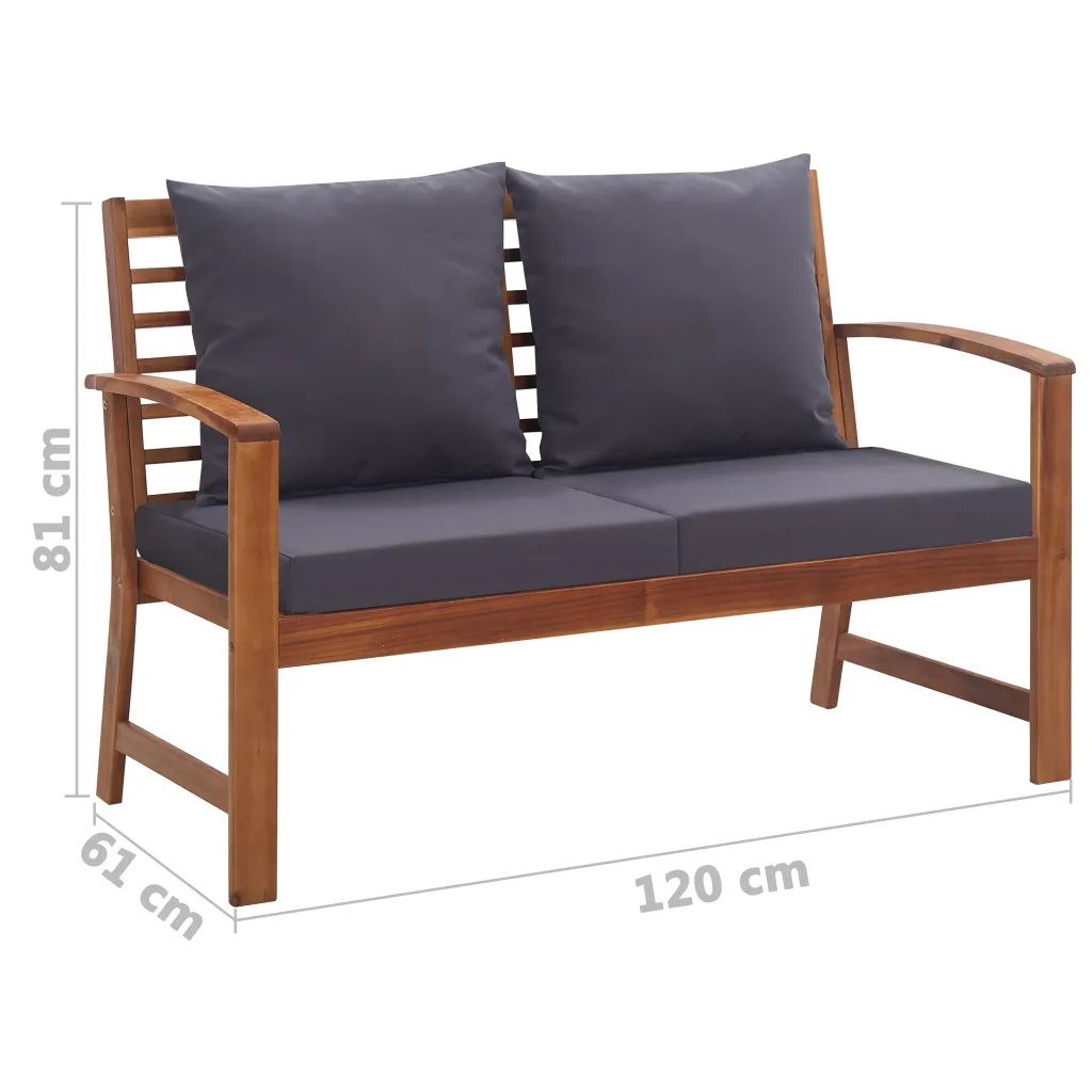 Set mobilier de grădină cu perne, 4 piese, lemn masiv de acacia