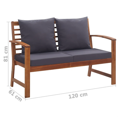 Set mobilier de grădină cu perne, 4 piese, lemn masiv de acacia