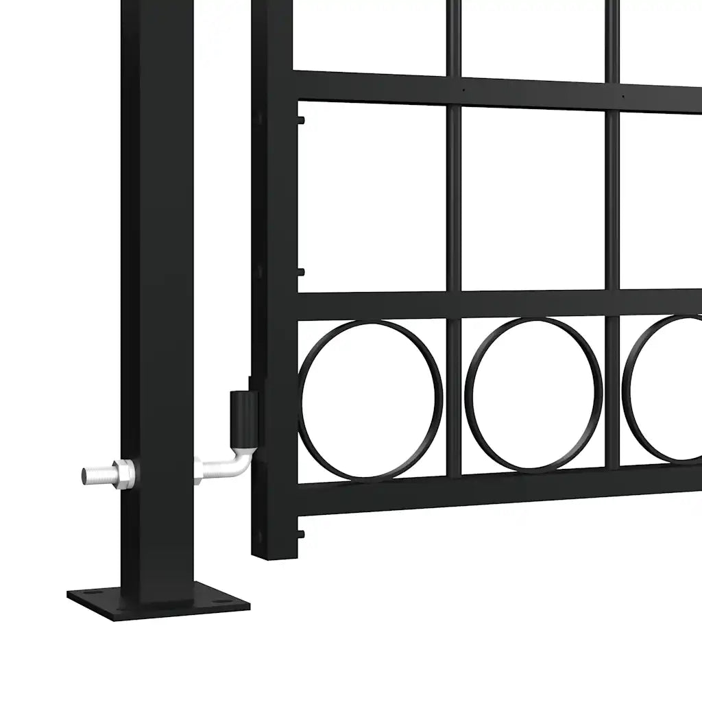 Poartă de gard ASSEN cu vârf arcuit și 2 stâlpi 105x170 cm, negru