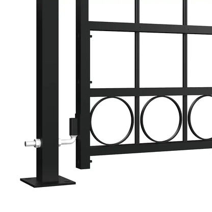 Poartă de gard ASSEN cu vârf arcuit și 2 stâlpi 105x170 cm, negru