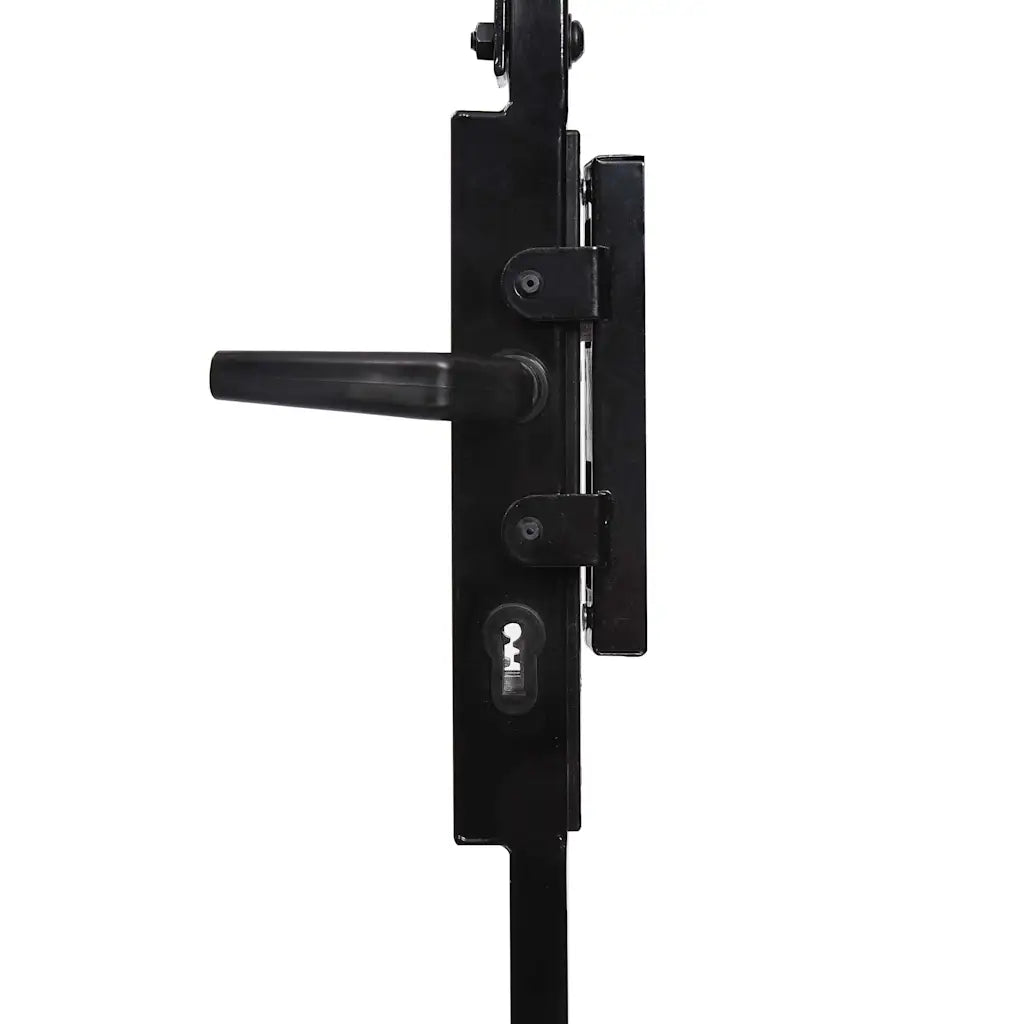 Poartă de gard ASSEN cu vârf arcuit și 2 stâlpi 105x170 cm, negru