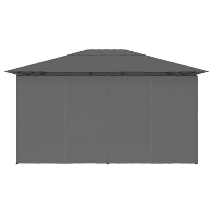 Cort de grădină cu perdele, antracit, 4 x 3 m