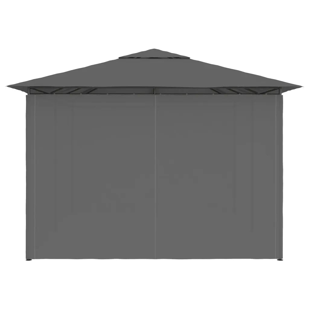Cort de grădină cu perdele, antracit, 4 x 3 m