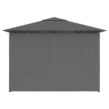 Cort de grădină cu perdele, antracit, 4 x 3 m
