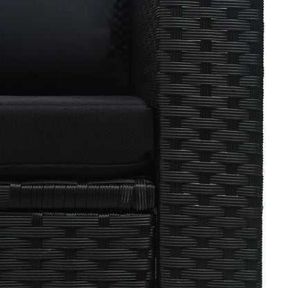 Set mobilier de grădină cu perne, 6 piese, negru, poliratan