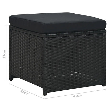 Set mobilier de grădină cu perne, 6 piese, negru, poliratan