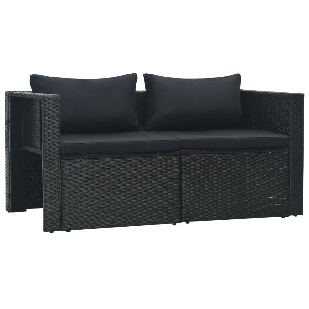 Set mobilier de grădină cu perne, 6 piese, negru, poliratan
