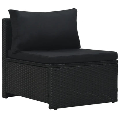 Set mobilier de grădină cu perne, 6 piese, negru, poliratan