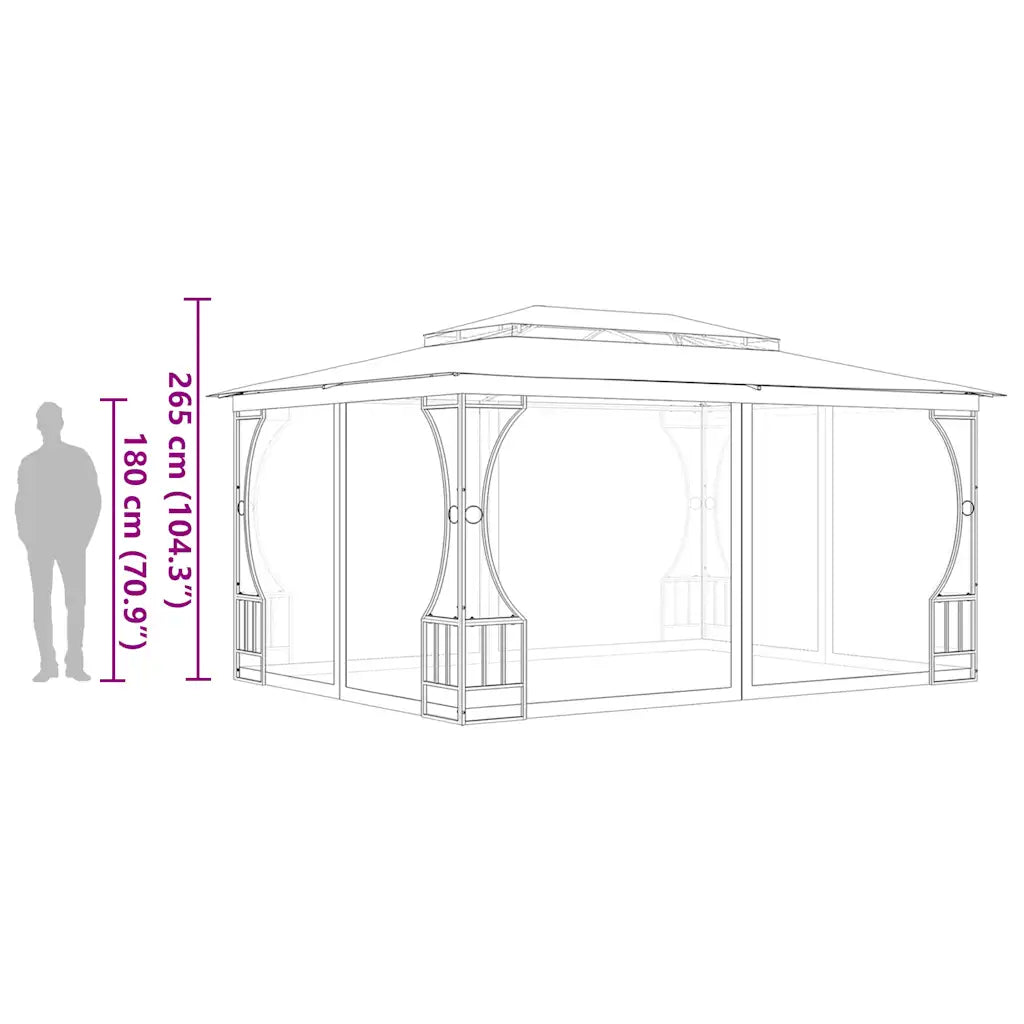 Pavilion cu plase, crem, 300 x 400 x 265 cm