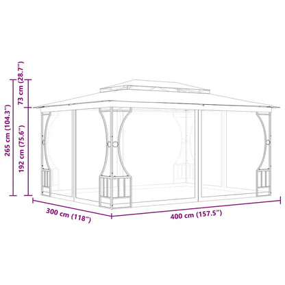 Pavilion cu plase, crem, 300 x 400 x 265 cm