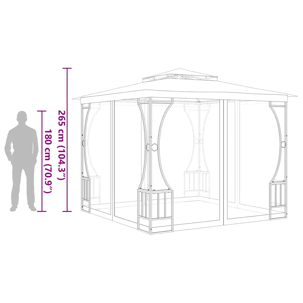 Pavilion cu plase, antracit, 300 x 300 x 265 cm