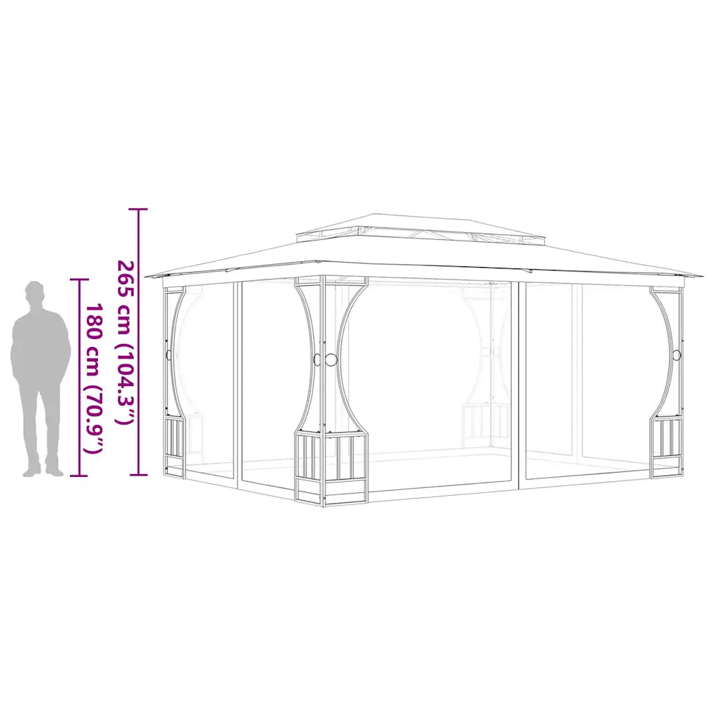 Pavilion cu plase, antracit, 300 x 400 x 265 cm