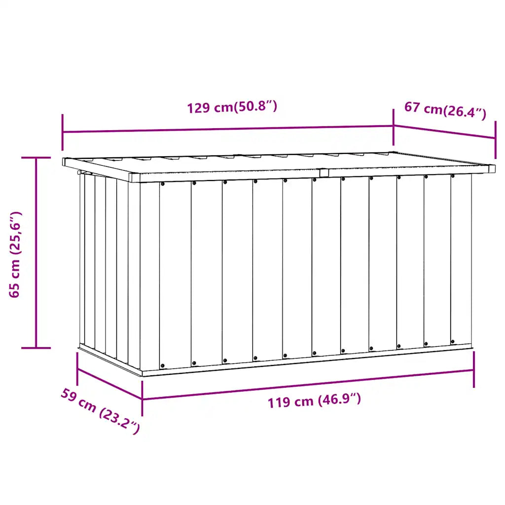Ladă de depozitare pentru grădină, antracit, 129 x 67 x 65 cm
