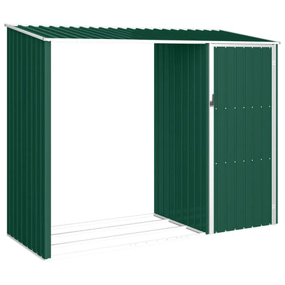 Șopron grădină lemne de foc, verde, 245x98x159 cm oțel zincat