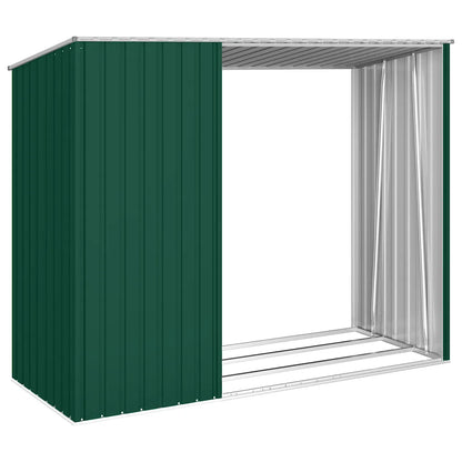Șopron grădină lemne de foc, verde, 245x98x159 cm oțel zincat