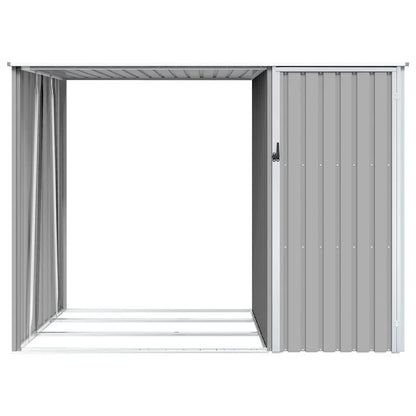 Șopron de grădină lemne de foc, gri, 245x98x159 cm oțel zincat