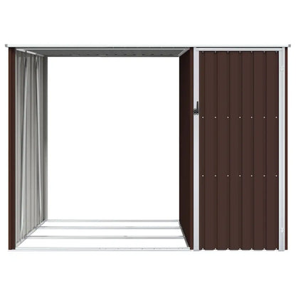 Șopron de grădină lemne de foc maro 245x98x159 cm oțel zincat