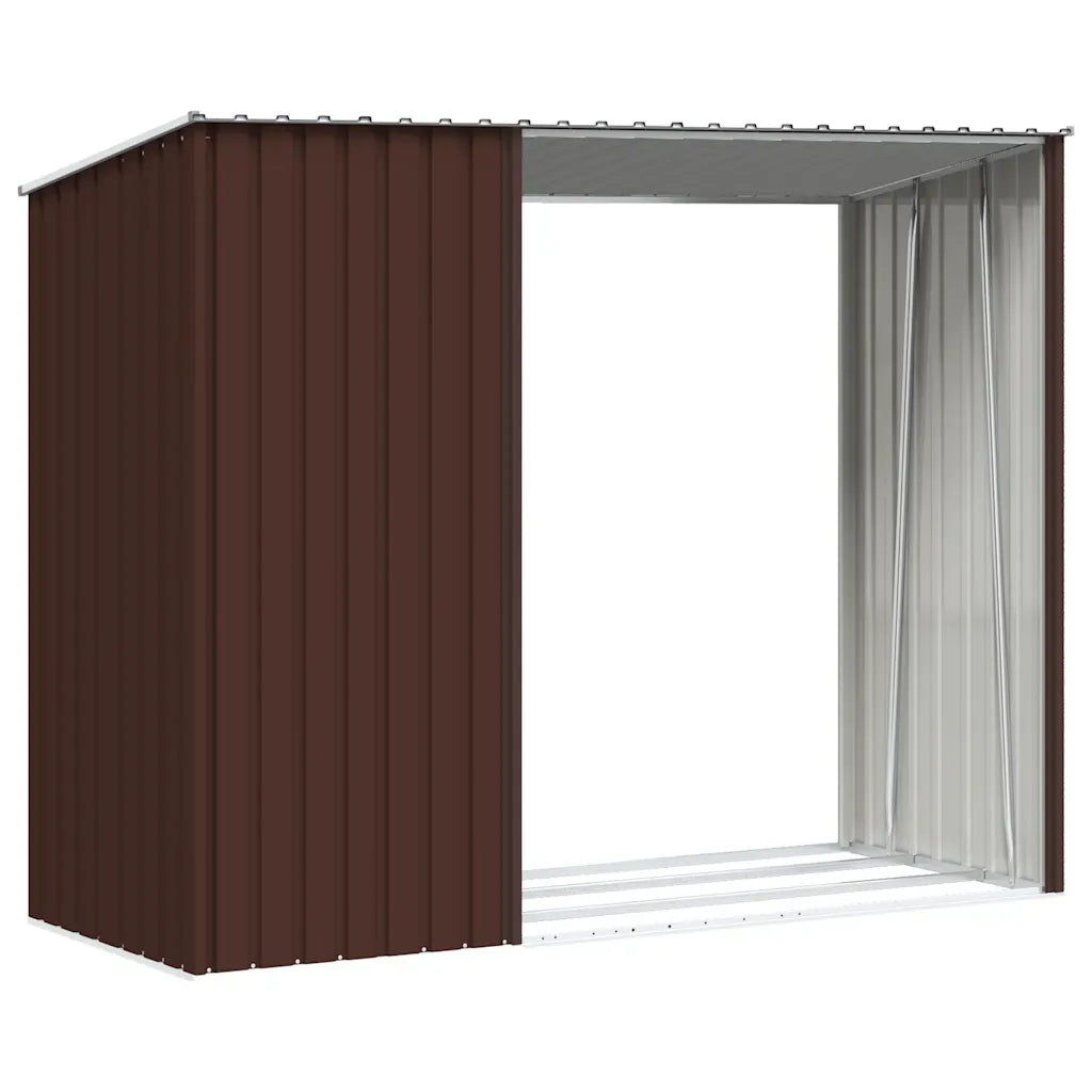 Șopron de grădină lemne de foc maro 245x98x159 cm oțel zincat