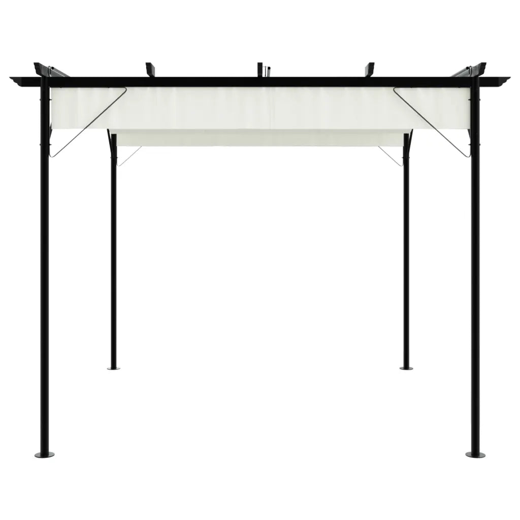 Pergolă cu acoperiș retractabil, alb crem, 3 x 3 m, oțel