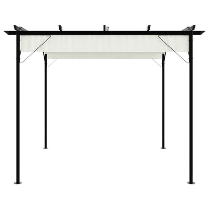Pergolă cu acoperiș retractabil, alb crem, 3 x 3 m, oțel