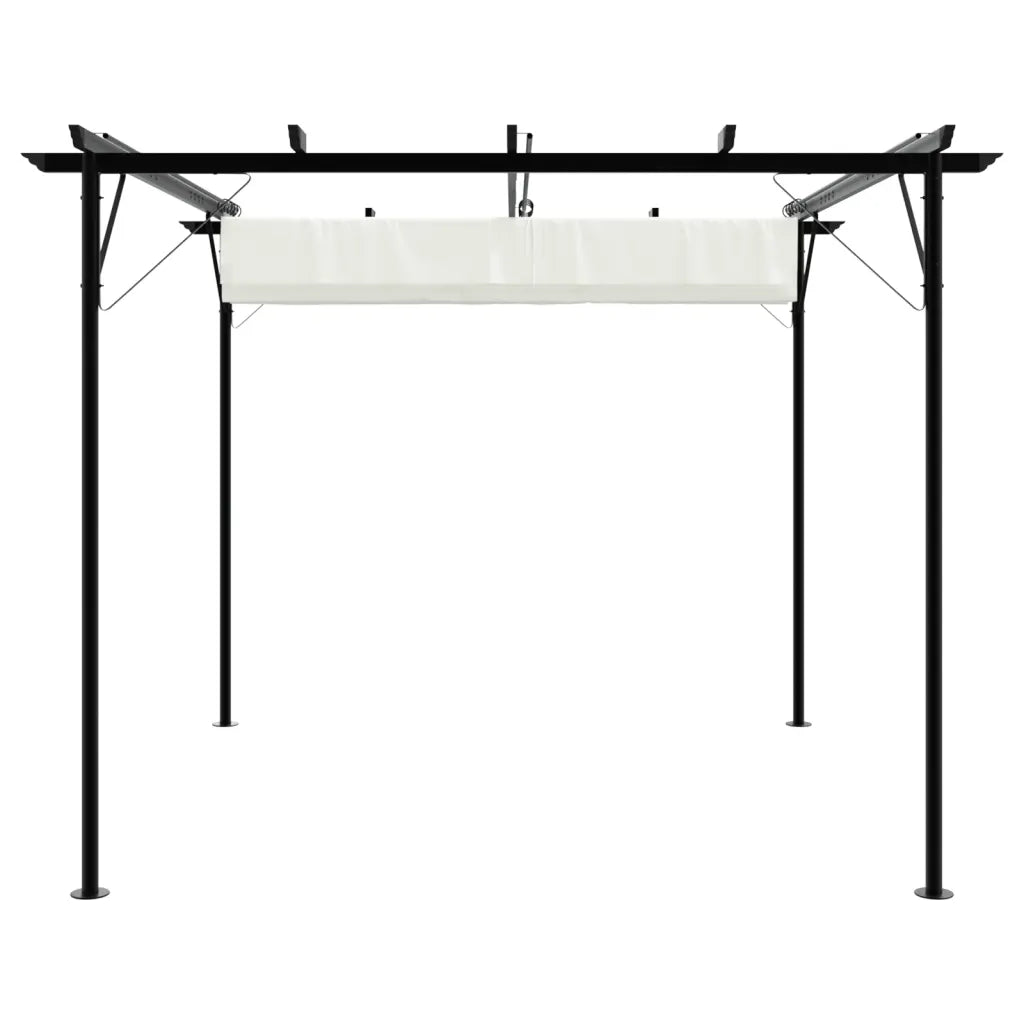 Pergolă cu acoperiș retractabil, alb crem, 3 x 3 m, oțel