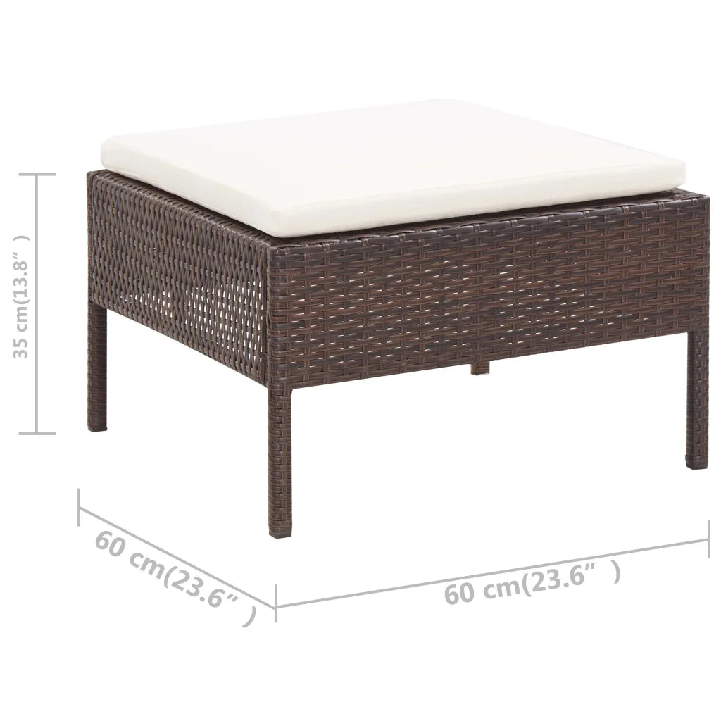 Set mobilier de grădină cu perne, 3 piese, maro, poliratan