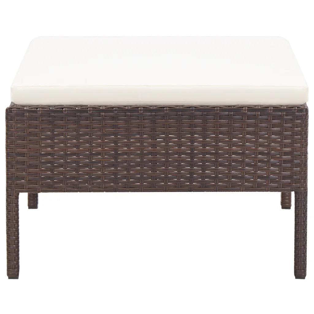 Set mobilier de grădină cu perne, 3 piese, maro, poliratan