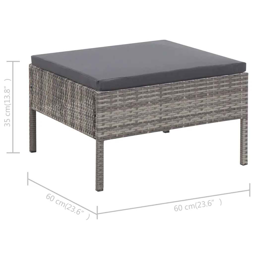Set mobilier de grădină cu perne, 3 piese, gri, poliratan