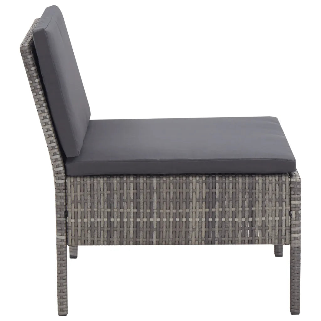Set mobilier de grădină cu perne, 3 piese, gri, poliratan