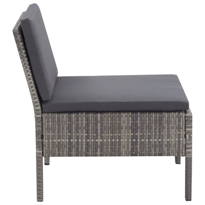 Set mobilier de grădină cu perne, 3 piese, gri, poliratan