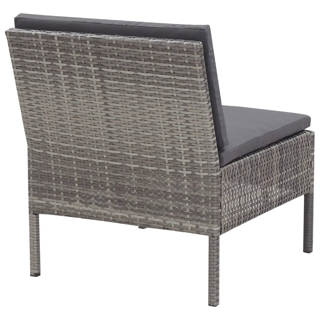 Set mobilier de grădină cu perne, 3 piese, gri, poliratan