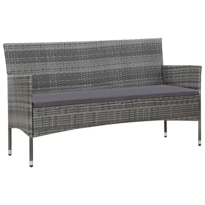 Set mobilier de grădină cu perne, 4 piese, gri, poliratan