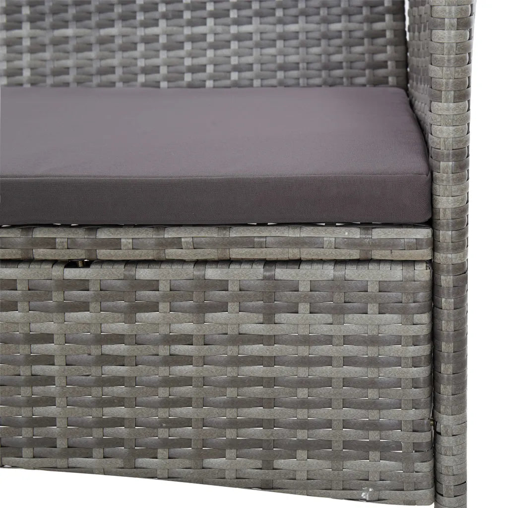 Set mobilier de grădină cu perne, 4 piese, gri, poliratan