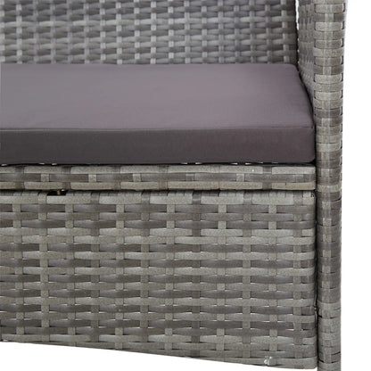 Set mobilier de grădină cu perne, 4 piese, gri, poliratan
