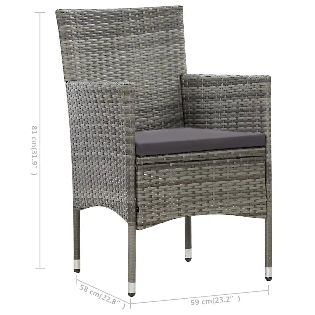 Set mobilier de grădină cu perne, 4 piese, gri, poliratan