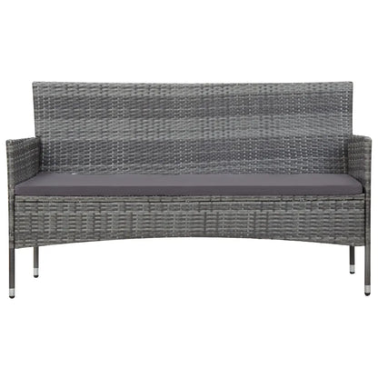 Set mobilier de grădină cu perne, 4 piese, gri, poliratan