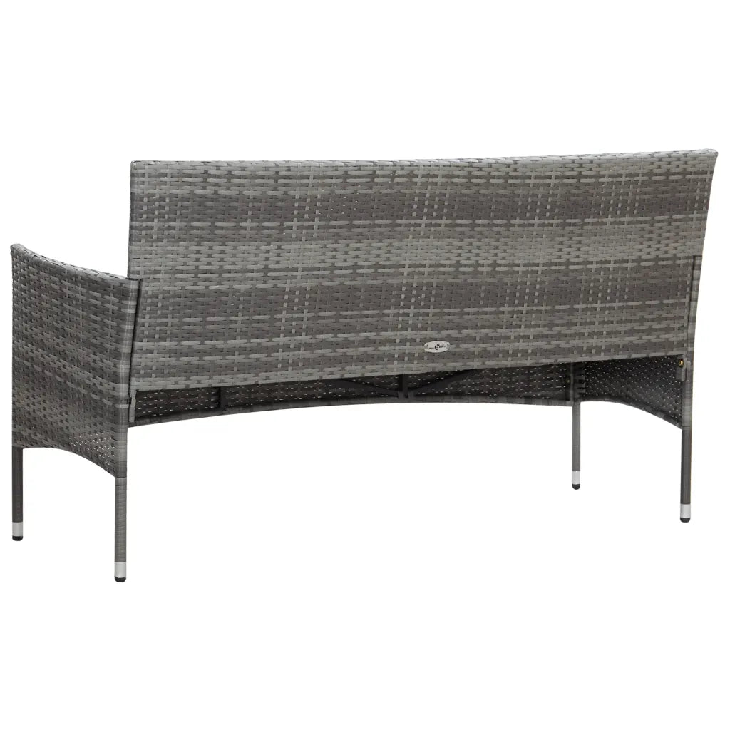 Set mobilier de grădină cu perne, 4 piese, gri, poliratan