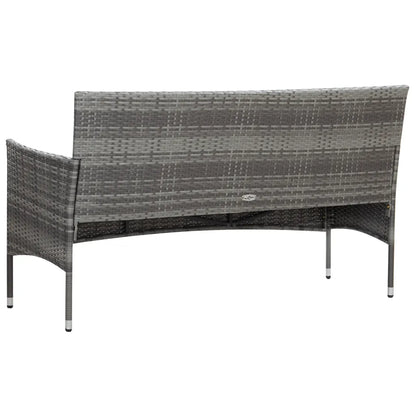 Set mobilier de grădină cu perne, 4 piese, gri, poliratan